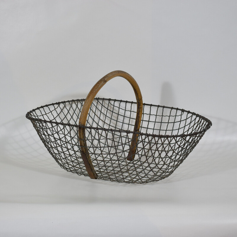 Vintage metal and bentwood basket, 1920