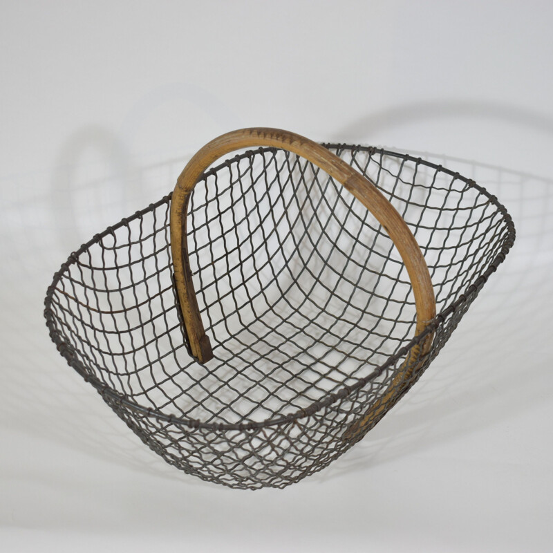 Vintage metal and bentwood basket, 1920