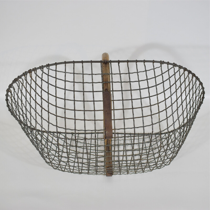 Vintage metal and bentwood basket, 1920