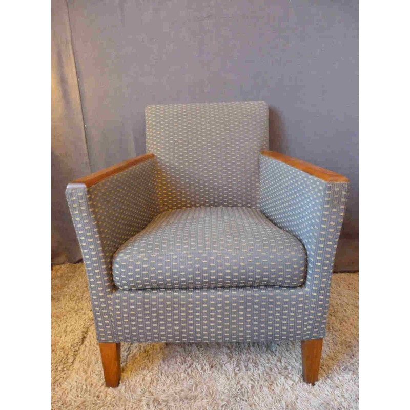 Armchair in beechwood and grey fabric - 1950s