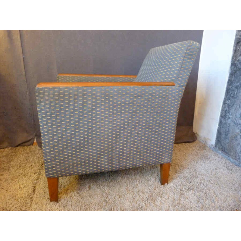 Armchair in beechwood and grey fabric - 1950s