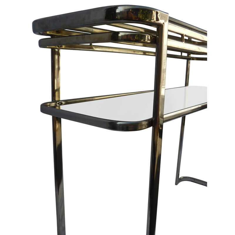 Vintage chromed steel and smoked glass console - 1960s