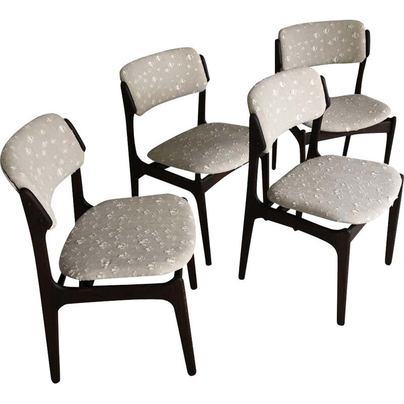 Set van 4 vintage eiken stoelen van Erik Buch 1960