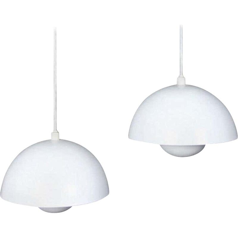 Pair of vintage Verner Panton First Edition Flowerpot Pendants by Louis Poulsen, Danish 1969s