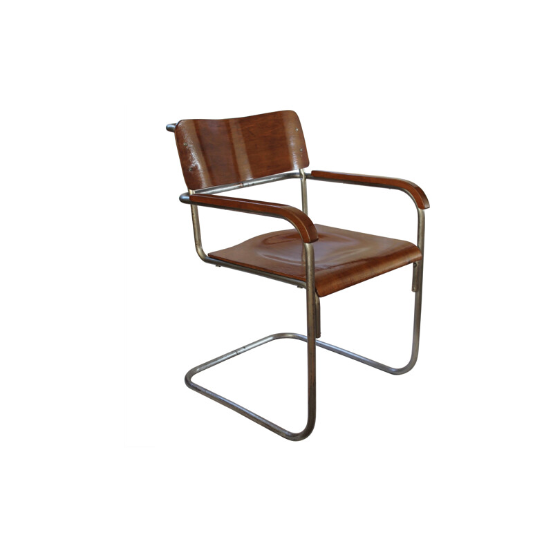Paire de fauteuils "B34" Thonet Mundus en acier chromé et bois contreplaqué, Marcel BREUER - 1930 
