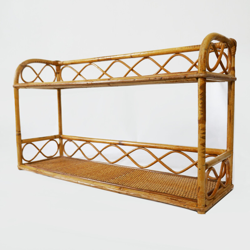 Pair of vintage Bamboo Shelves 1970s