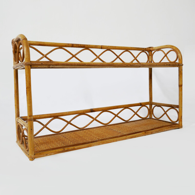 Pair of vintage Bamboo Shelves 1970s