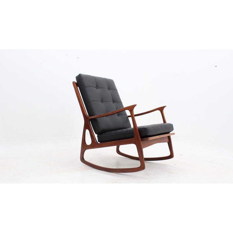 Vintage teak rocking chair, Italian 1950s