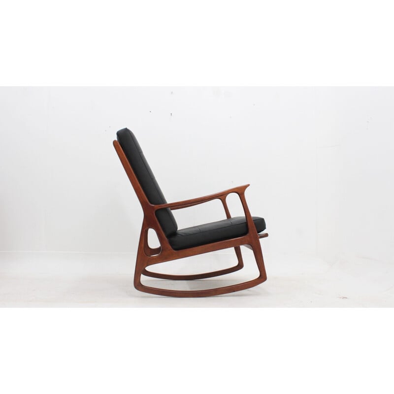 Vintage teak rocking chair, Italian 1950s