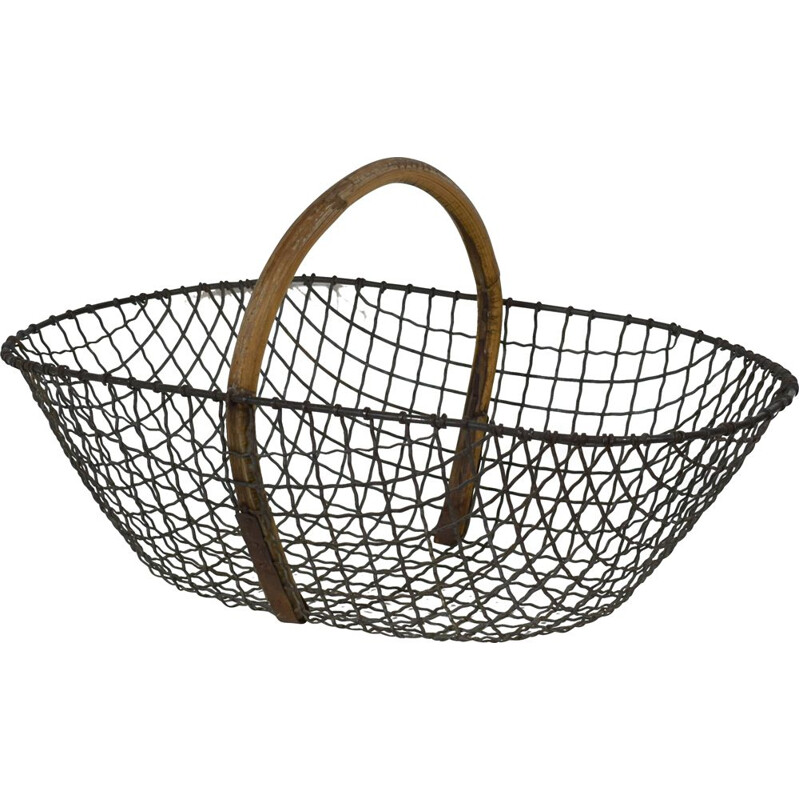 Vintage metal and bentwood basket, 1920