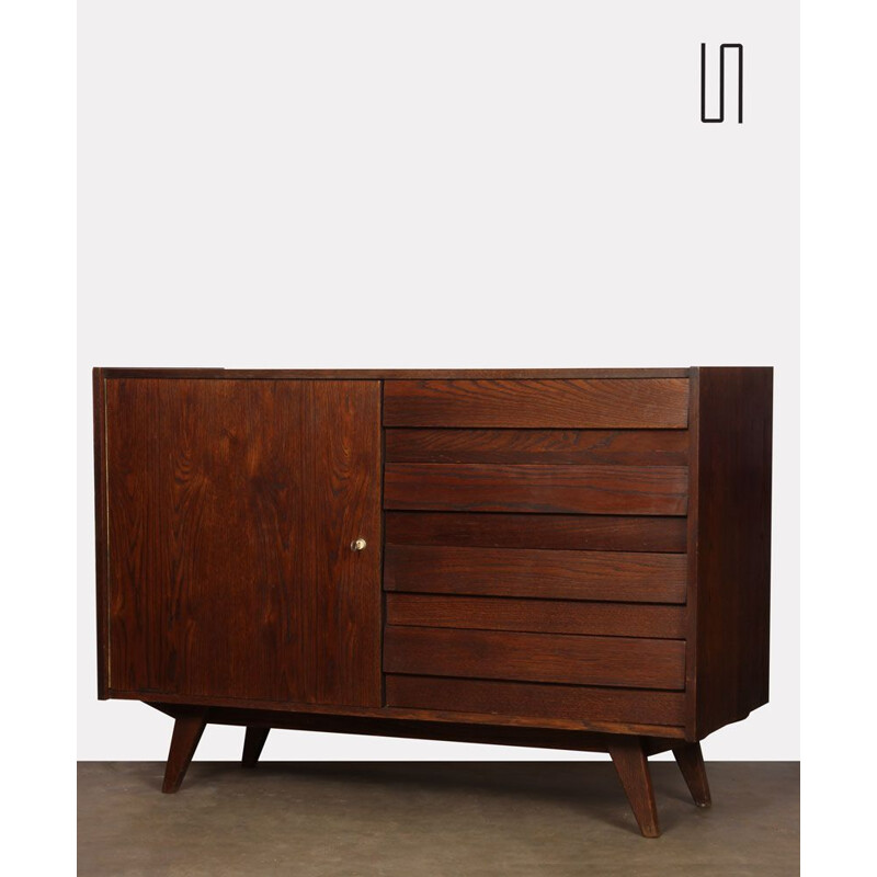 Vintage dark oak chest of drawers by Jiri Jiroutek 1960s