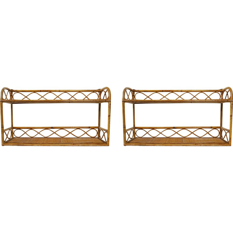 Pair of vintage Bamboo Shelves 1970s