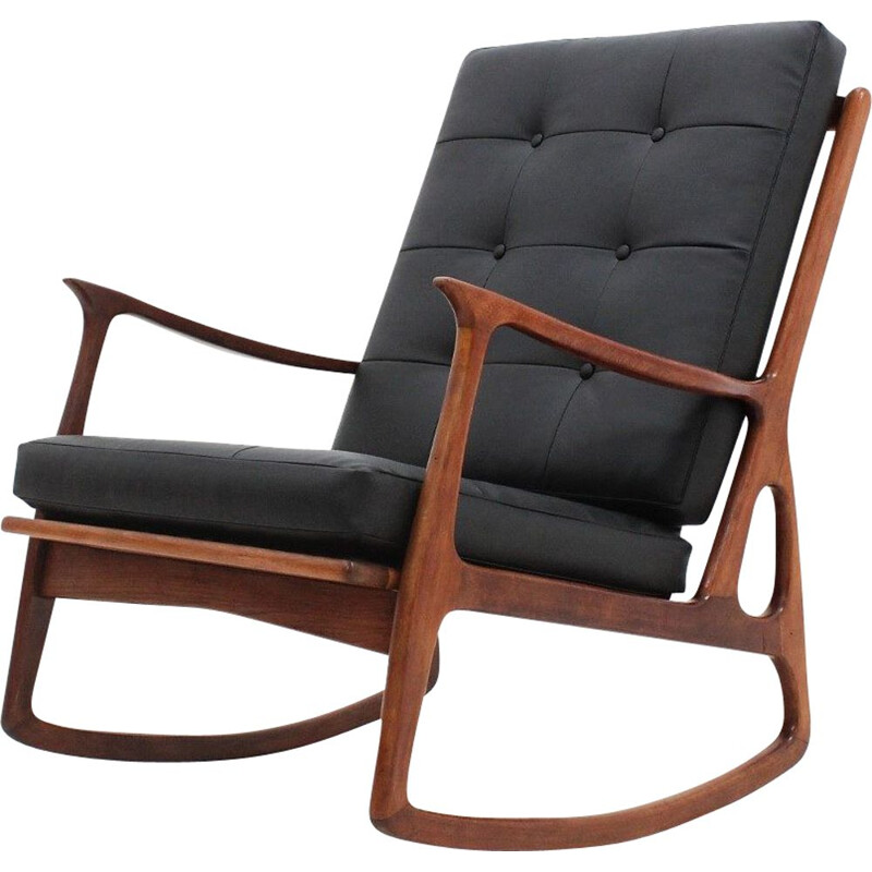 Vintage teak rocking chair, Italian 1950s