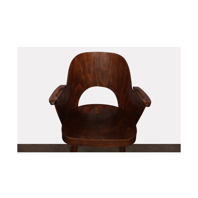 Vintage wooden armchair by Lubomir Hofmann for Ton 1960s