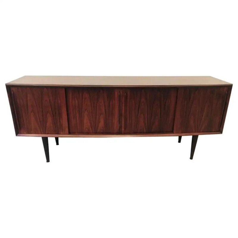 Vintage Arne Vodder rosewood sideboard with curved face