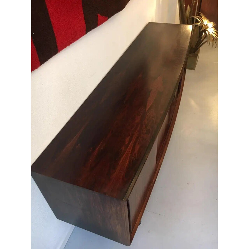 Vintage Arne Vodder rosewood sideboard with curved face