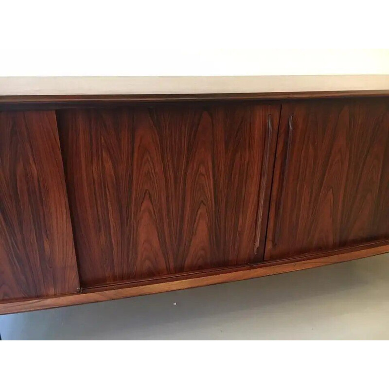 Vintage Arne Vodder rosewood sideboard with curved face