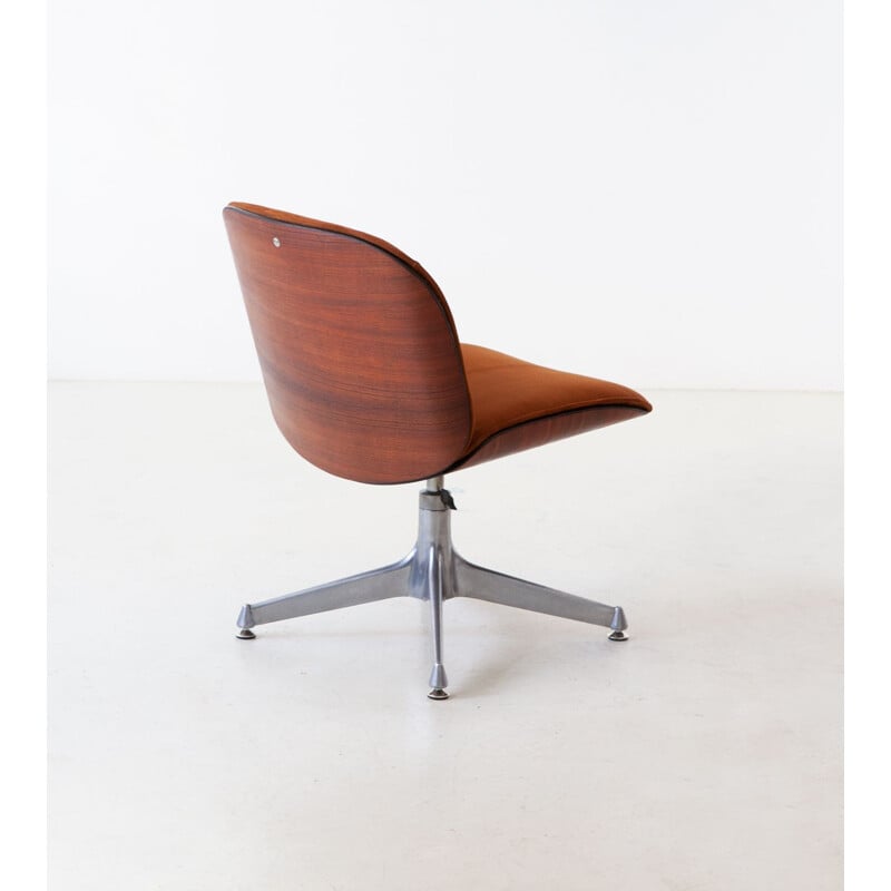 Chaise de bureau vintage en palissandre et cuir par Ico Parisi pour le MIM, Italie 1950