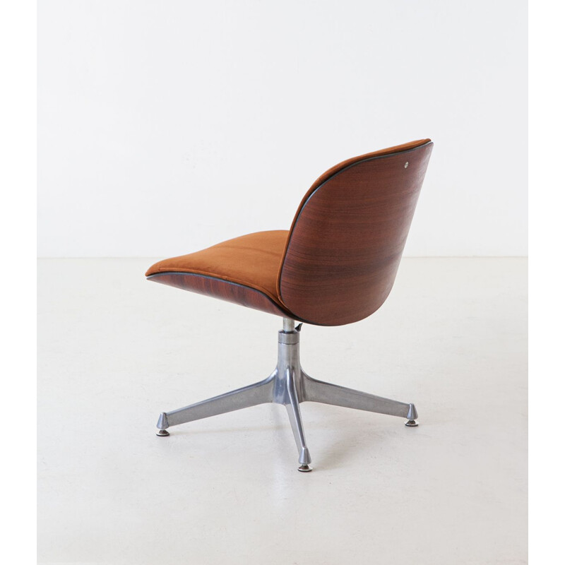 Chaise de bureau vintage en palissandre et cuir par Ico Parisi pour le MIM, Italie 1950