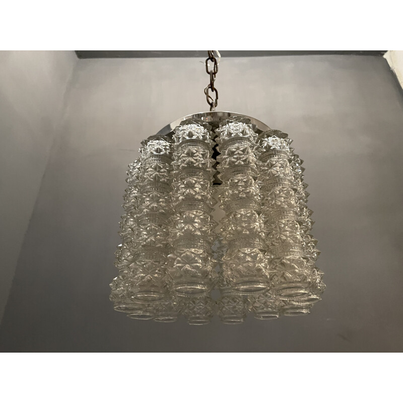 Vintage crystal tube chandelier by Vistosi, 1970
