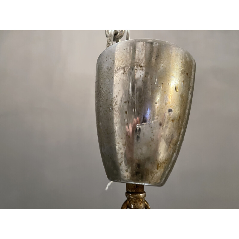 Lampadario a tubo di cristallo vintage di Vistosi, 1970