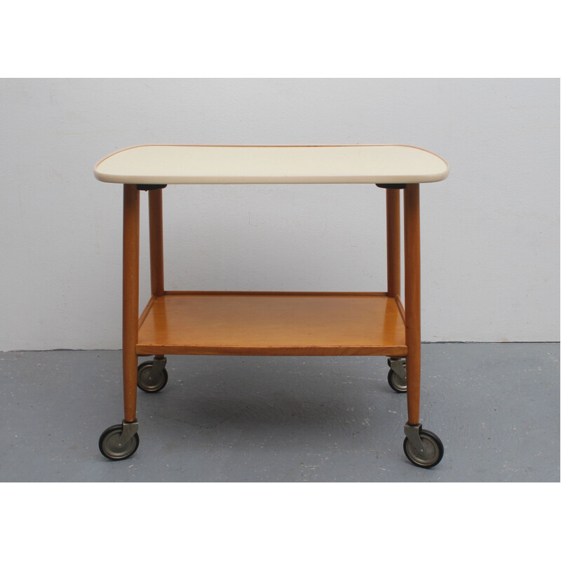 Vintage bar trolley in beech and formica 1950s