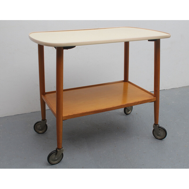 Vintage bar trolley in beech and formica 1950s