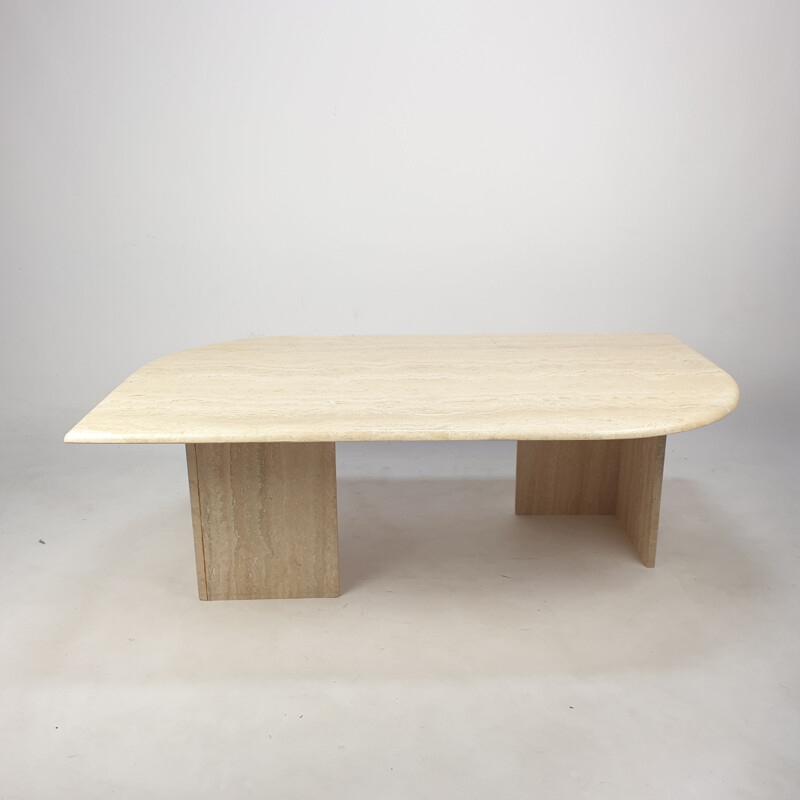 Mid-Century Travertine Coffee Table, Italian 1980s