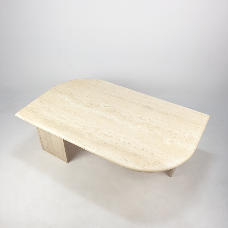 Mid-Century Travertine Coffee Table, Italian 1980s