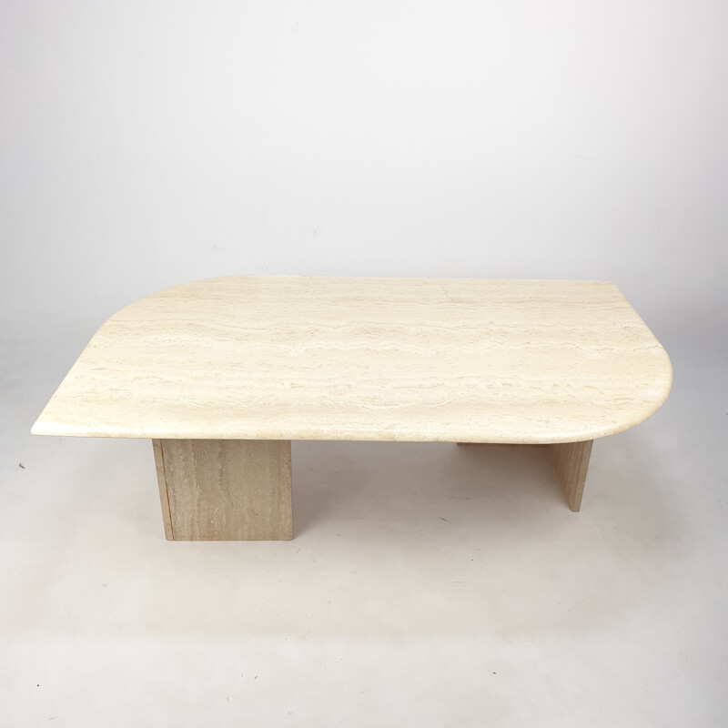 Mid-Century Travertine Coffee Table, Italian 1980s