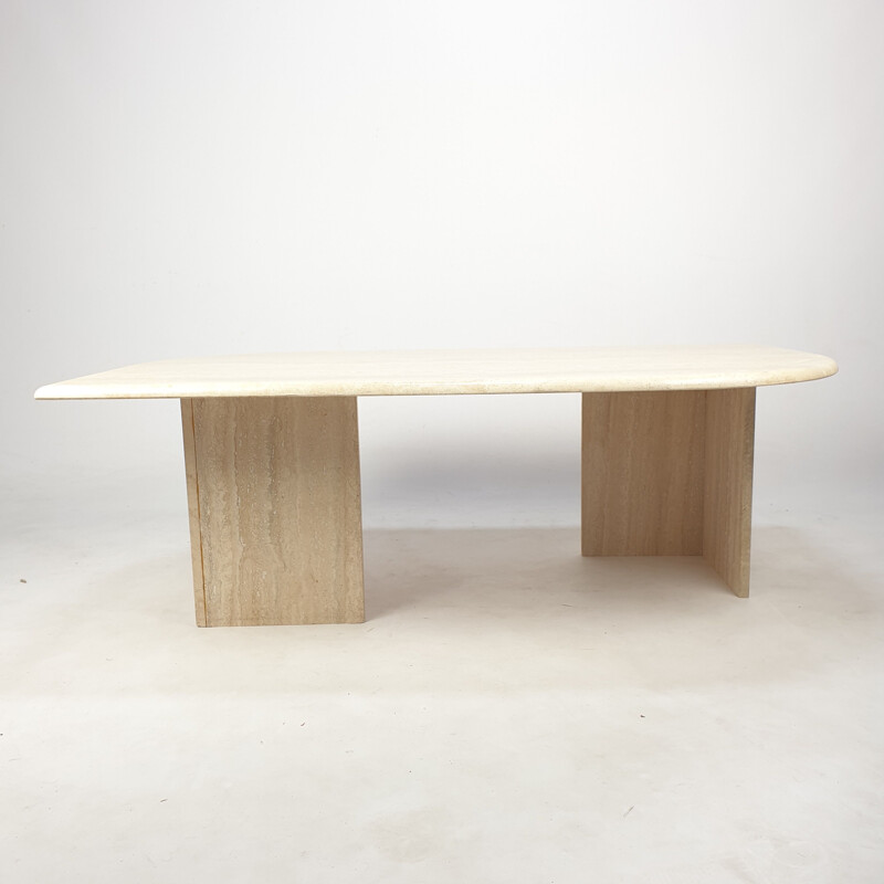 Mid-Century Travertine Coffee Table, Italian 1980s