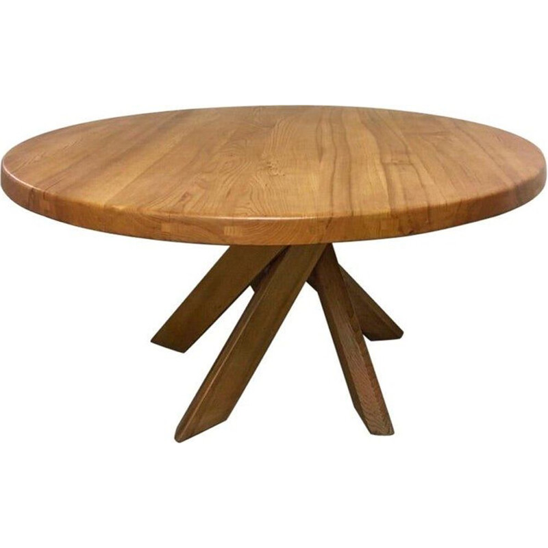 Vintage dining table in solid elm T21d or Sfax by Pierre Chapo, France 1960s