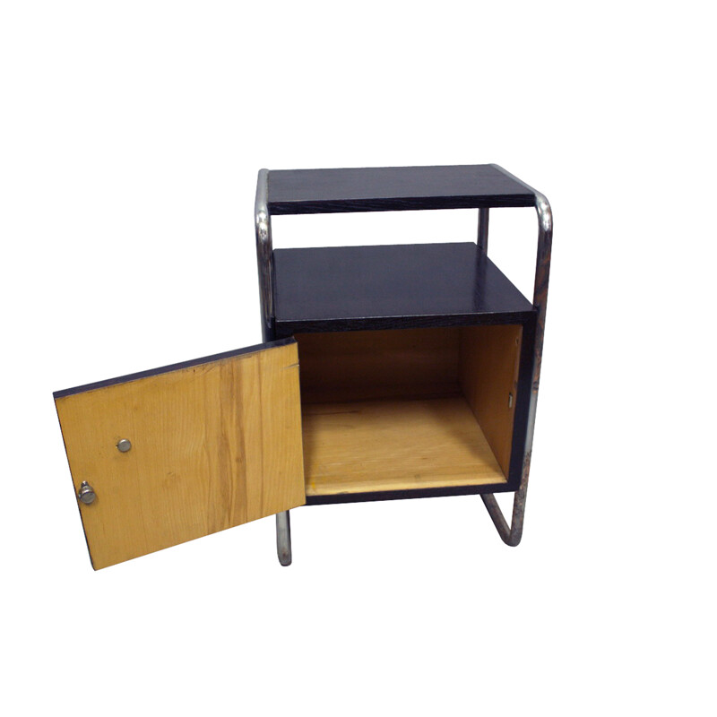 Night stand in black painted wood and chromed steel - 1930s