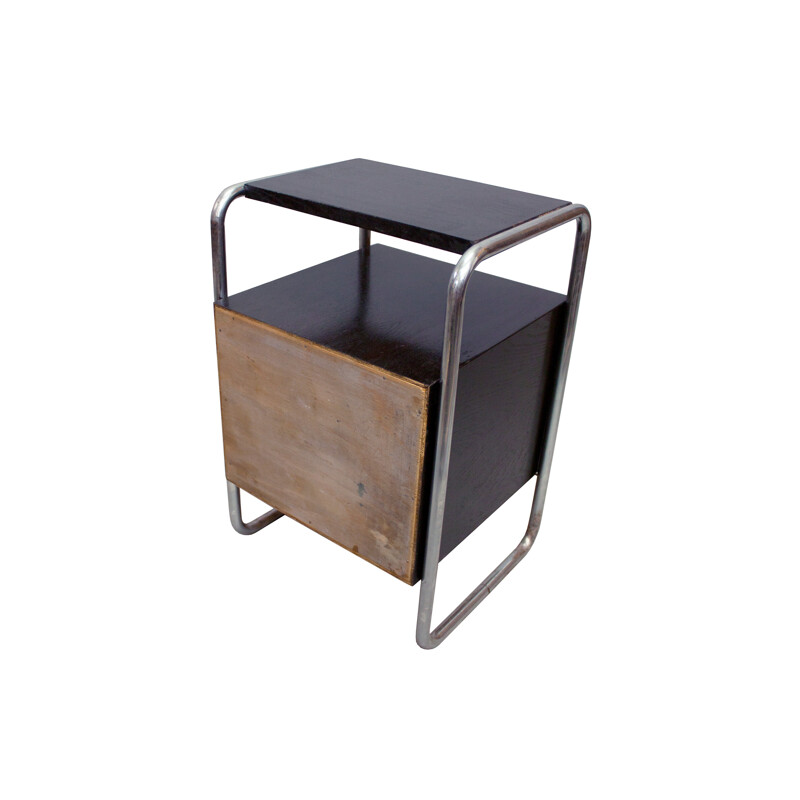 Night stand in black painted wood and chromed steel - 1930s