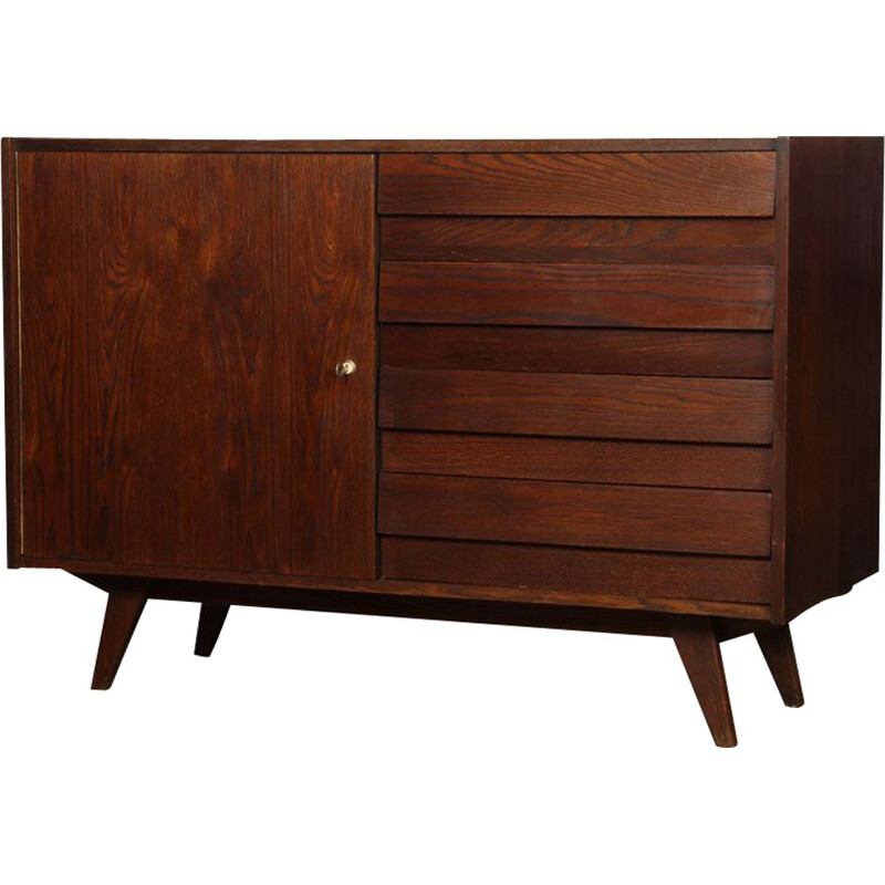 Vintage dark oak chest of drawers by Jiri Jiroutek 1960s