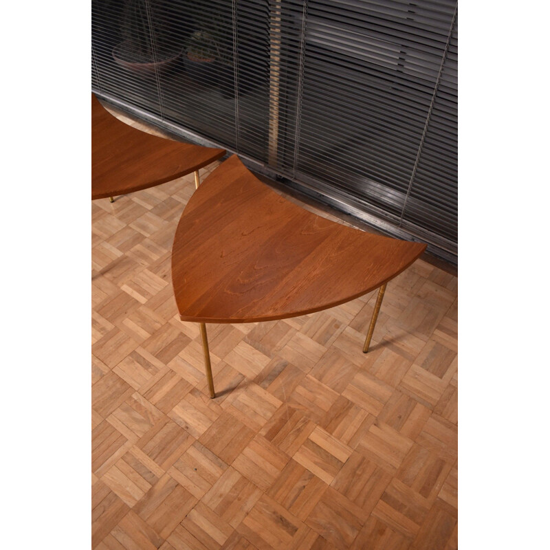 Pair of vintage 523 Pinwheel Tables by Peter Hvidt & Orla Molgaard Nielsen 1950s