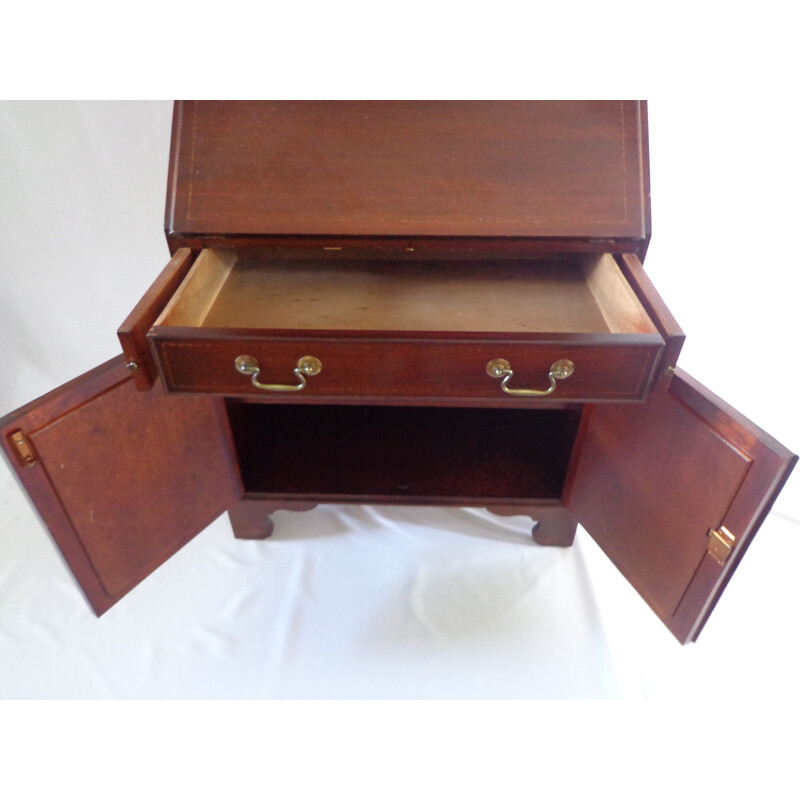 Vintage solid mahogany window with secretary, England 1900