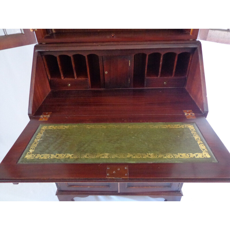 Vintage solid mahogany window with secretary, England 1900