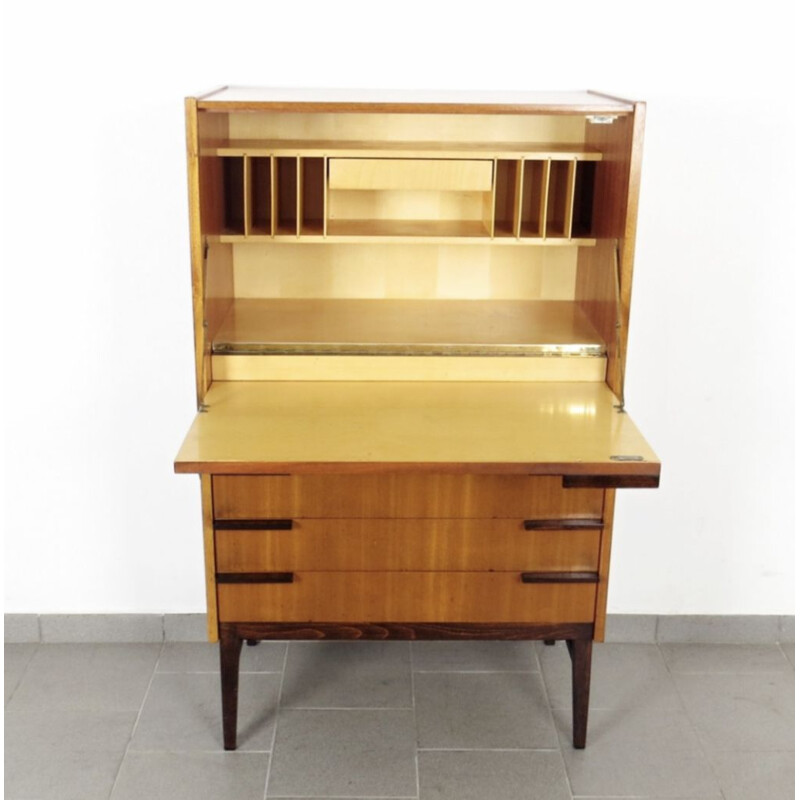 Vintage secretary in wood by Frantisek Mezulanik, 1960s