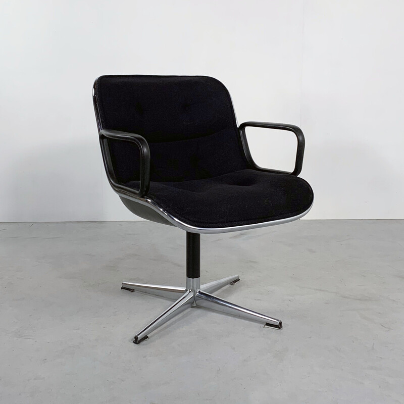 Vintage Black Fabric Office Chair by Charles Pollock for Knoll 1970s