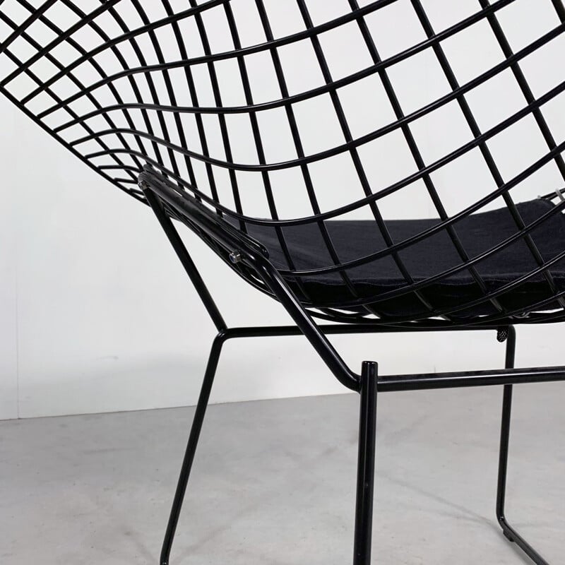 Chaise vintage Black Diamond avec coussin par Harry Bertoia pour Knoll 1970