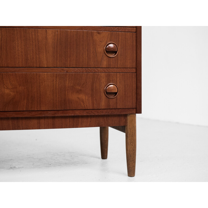 Midcentury chest of 6 drawers in teak by Kai Kristiansen bowed front, Danish 1960s