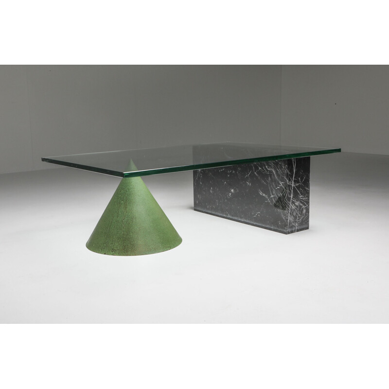 Vintage Coffee Table Vignelli Marble and Copper "Kono" 1985