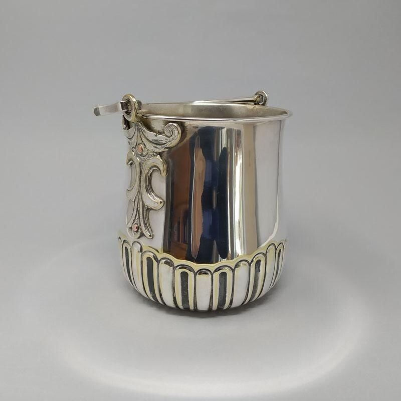 Vintage Ice Bucket in Silver Plated by Aldo Tura for Macabo. Italy 1950s