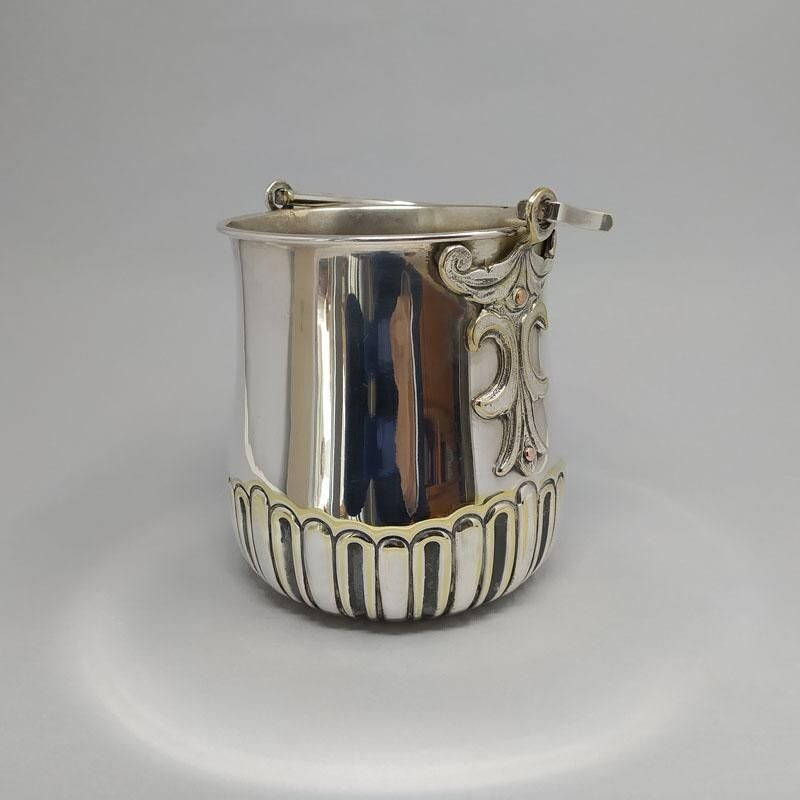 Vintage Ice Bucket in Silver Plated by Aldo Tura for Macabo. Italy 1950s