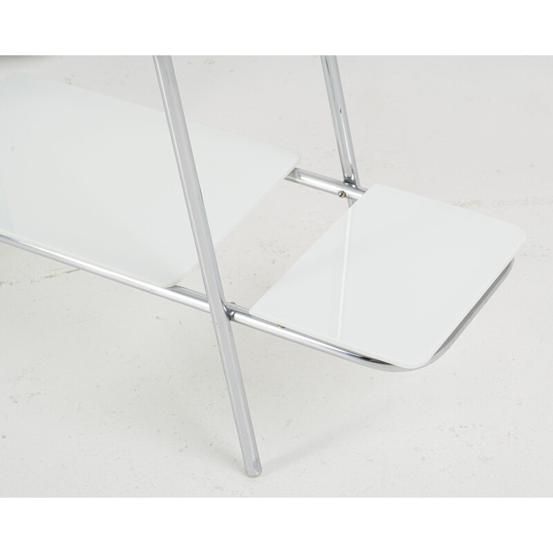 Vintage Bauhaus chrome side table flower stand with white opaxite glass 1930s