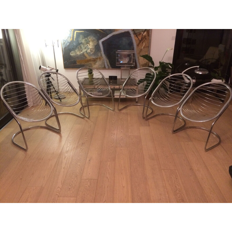 Lot de 6 chaises vintage "Egg chair" de Gastone Rinaldi.1970