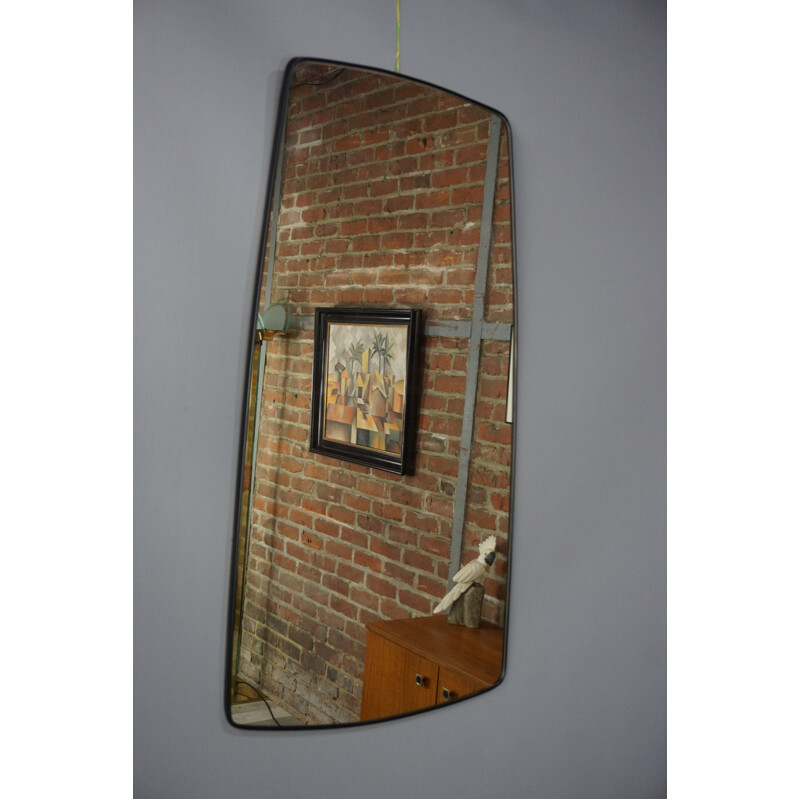 Miroir vintage rétroviseur et forme libre contour noir 1950