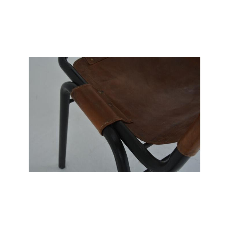 Paire de chaises "Les Arcs" en cuir et métal - 1960