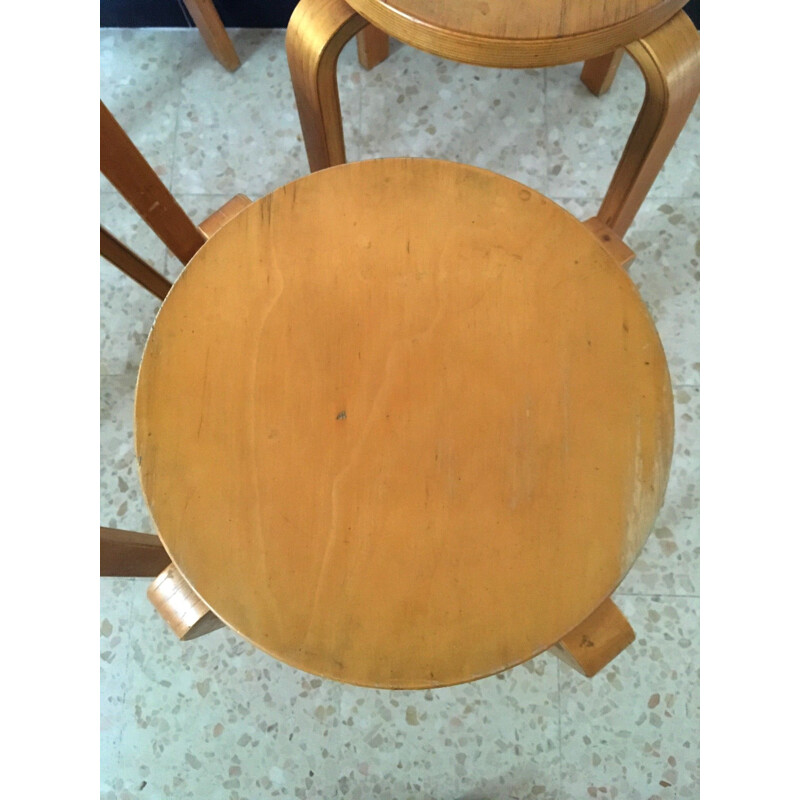 Set of 4 vintage stools E60 by Alvar Aalto 1960s